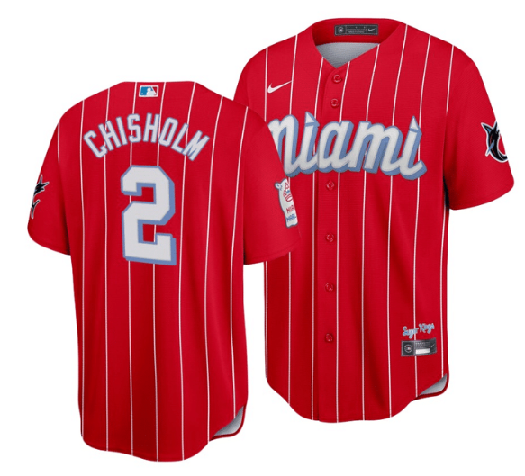 Men's Miami Marlins #2 Jazz Chisholm 2021 Red City Connect Cool Base Stitched Jersey Men's Miami Marlins #2 Jazz Chisholm 2021 Red City Connect Cool Base Stitched Jersey